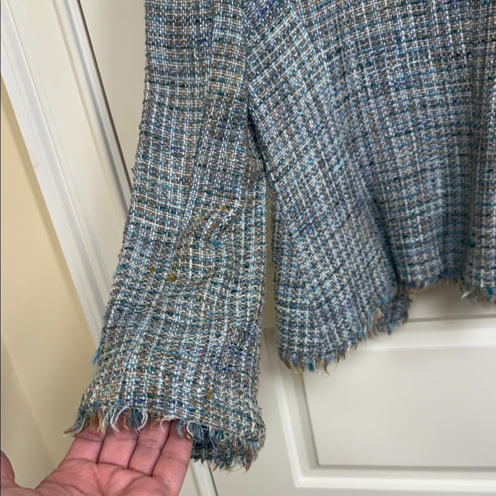 Zara Blue and Gray Tweed Blazer - Picture 11 of 14